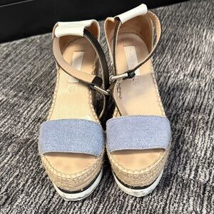 See By Chloe Blue and Tan Espadrille Sandals